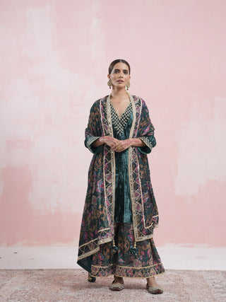 Sana Velvet Suit Set with Gota Patti