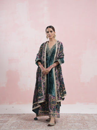 Sana Velvet Suit Set with Gota Patti