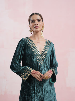 Sana Velvet Suit Set with Gota Patti