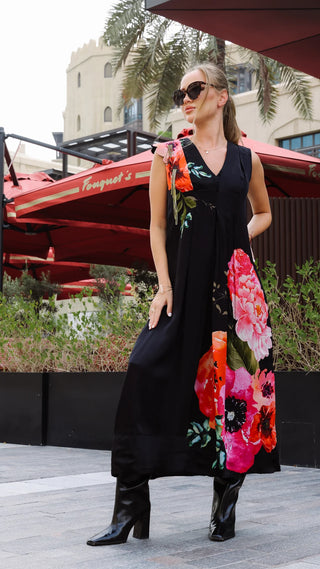 Midnight Bloom Wrap Gown