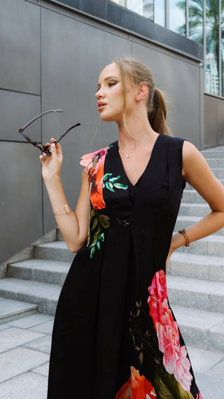 Midnight Bloom Wrap Gown