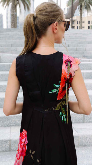 Midnight Bloom Wrap Gown
