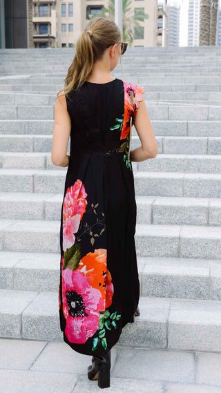 Midnight Bloom Wrap Gown