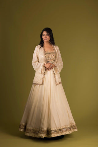 Zari Embroidered Anarkali with a Jacket